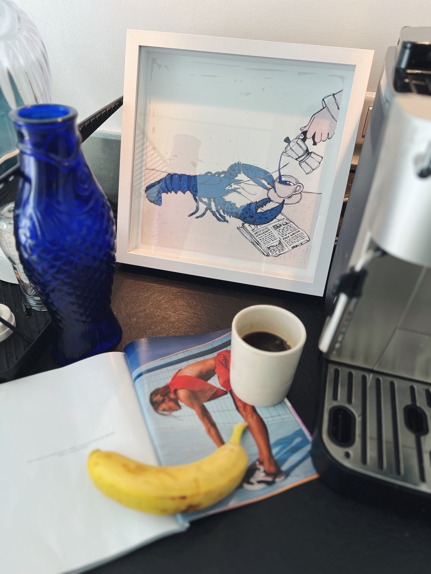 Homard prenant son café - 30x30 cm