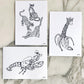 "Girafe, Binocles, Homard" Trio - 18x24cm