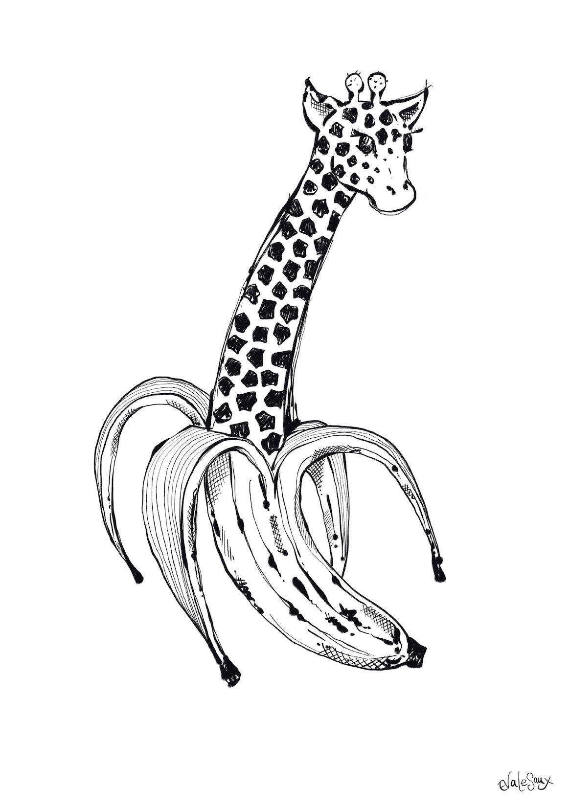 "Girafe-Banane" - 18x24 & 30x40cm